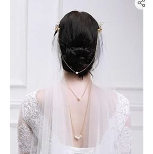 Draped Wedding Veil with Hair Accessory